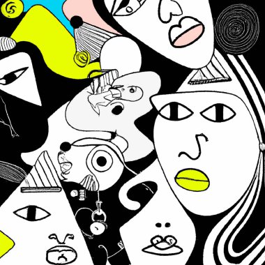 Abstract portrait faces composition, contemporary fashion design - Digital Illustration