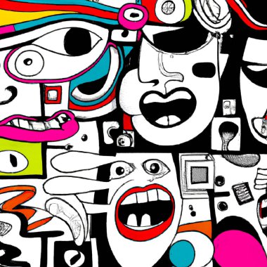 Abstract portrait faces composition, contemporary fashion design - Digital Illustration