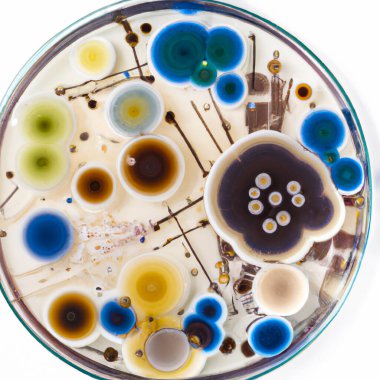 Bacteria and Virus cells close up on white background - Digital Illustration