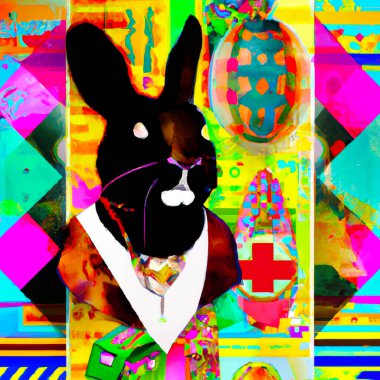 Abstract colorful Easter composition and different elements of contemporary Pop Art style background  Digital Illustration