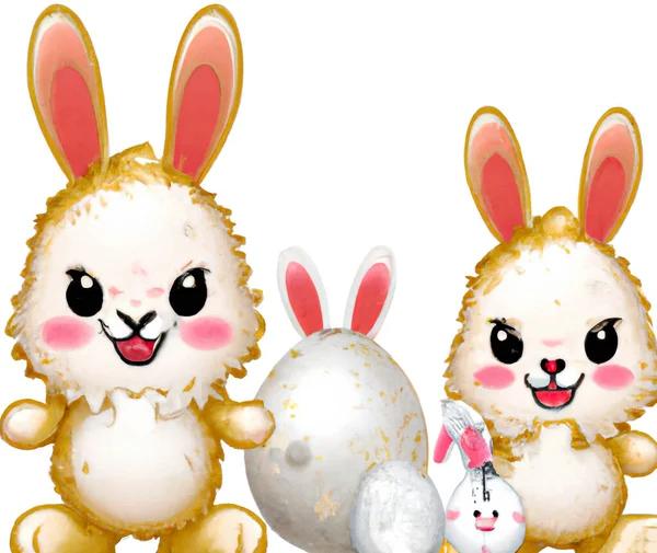 Easter Rabbit, Easter Bunny on white background  Digital Illustration