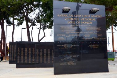 Los Angeles, Kaliforniya, ABD - 25 Mayıs 2023: San Pedro, Los Angeles Limanı 'nda bulunan Amerikan Deniz Piyade Gazileri Anıtı