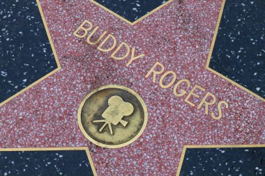 ABD, CALIFORNIA, HOLYWOOD - 20 Mayıs 2019: Hollywood, Kaliforniya 'daki Hollywood Şöhret Yolu' nda Buddy Rogers yıldızı 