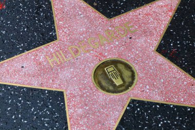 ABD, CALIFORNIA, HOLYWOOD - 20 Mayıs 2019: Hollywood, Kaliforniya 'daki Hollywood Şöhret Yolu' nda Hildegarde yıldızı 
