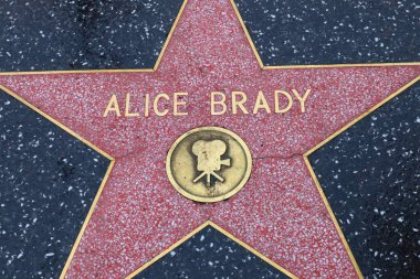 ABD, CALIFORNIA, HOLYWOOD - 20 Mayıs 2019: Alice Brady Hollywood Şöhret Yolu, Kaliforniya 