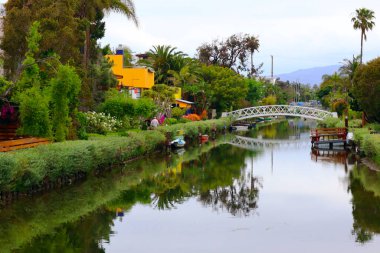 Los Angeles, Kaliforniya, ABD - 1 Haziran 2023: VENICE CANALS, Venedik Sahilinin Tarihi Bölgesi, Los Angeles, Kaliforniya