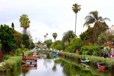 Los Angeles, Kaliforniya, ABD - 1 Haziran 2023: VENICE CANALS, Venedik Sahilinin Tarihi Bölgesi, Los Angeles, Kaliforniya