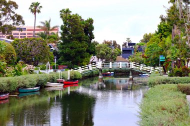 Los Angeles, Kaliforniya, ABD - 1 Haziran 2023: VENICE CANALS, Venedik Sahilinin Tarihi Bölgesi, Los Angeles, Kaliforniya
