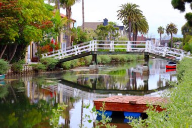 Los Angeles, Kaliforniya, ABD - 1 Haziran 2023: VENICE CANALS, Venedik Sahilinin Tarihi Bölgesi, Los Angeles, Kaliforniya