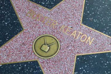 ABD, CALIFORNIA, HOLYWOOD - 29 Mayıs 2023: Hollywood, Kaliforniya 'daki Hollywood Şöhret Yolu' nda Buster Keaton yıldızı 
