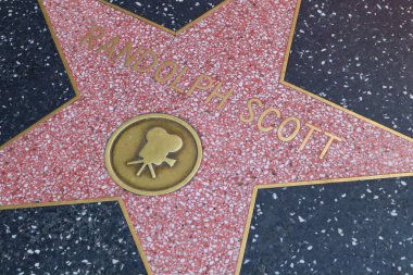 ABD, CALIFORNIA, HOLYWOOD - 29 Mayıs 2023: Hollywood, California 'daki Hollywood Şöhret Yolu' nda Randolph Scott yıldızı 