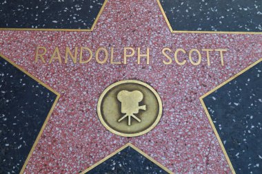ABD, CALIFORNIA, HOLYWOOD - 29 Mayıs 2023: Hollywood, California 'daki Hollywood Şöhret Yolu' nda Randolph Scott yıldızı 