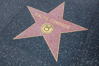 Hollywood (Los Angeles), Kaliforniya 29 Mayıs 2023: Hollywood Bulvarı 'nda Ralph Edwards' ın yıldızı