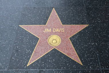Hollywood (Los Angeles), Kaliforniya 29 Mayıs 2023: Hollywood Bulvarı 'nda Jim Davis' in Yıldızı