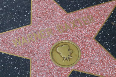 Hollywood (Los Angeles), Kaliforniya 29 Mayıs 2023: Hollywood Bulvarı 'nda Warner Baxter' ın Yıldızı