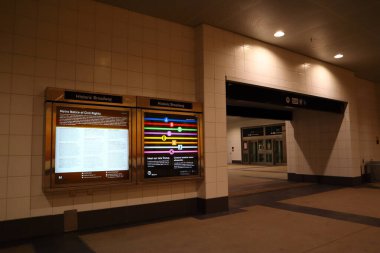 Los Angeles, Kaliforniya 16 Haziran 2023: Tarihi Broadway Metro Demiryolu A Hattı ve E Hattı 16 Haziran 2023 'te açıldı.