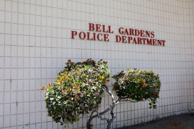 BELL GARDENS (Los Angeles County), Kaliforniya 27 Haziran 2023: 7100 Garfield Caddesi, Bell Gardens 'taki BELL GARDENS Polis Departmanı