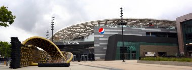 Los Angeles, Kaliforniya 7 Haziran 2023: BMO Stadyumu, Major League Soccers Los Angeles Futbol Kulübü, Pepsi Plaza ve Toyota Gate 'e ev sahipliği yapmaktadır.