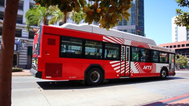 SAN DIEGO, California - June 30, 2023: San Diego MTS Metropolitan Transit System Bus clipart