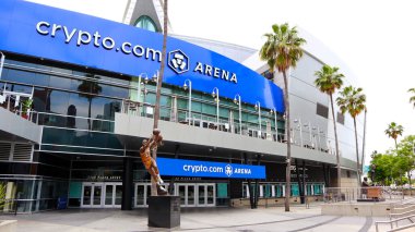 Los Angeles, Kaliforniya 8 Haziran 2023: crypto.com Arena (Staples Center olarak bilinir), Los Angeles şehir merkezindeki kapalı spor ve eğlence merkezi.