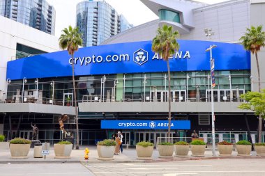 Los Angeles, Kaliforniya 8 Haziran 2023: crypto.com Arena (Staples Center olarak bilinir), Los Angeles şehir merkezindeki kapalı spor ve eğlence merkezi.