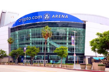 Los Angeles, Kaliforniya 8 Haziran 2023: crypto.com Arena (Staples Center olarak bilinir), Los Angeles şehir merkezindeki kapalı spor ve eğlence merkezi.