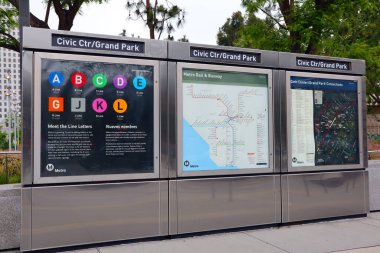Los Angeles, Kaliforniya 8 Haziran 2023: Şehir Merkezi-Grand Park Metro Tren İstasyonu B ve D Hattı, Los Angeles