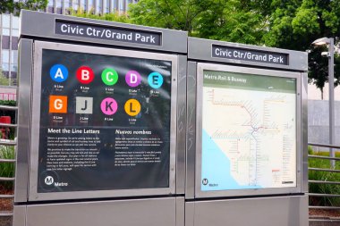 Los Angeles, Kaliforniya 8 Haziran 2023: Şehir Merkezi-Grand Park Metro Tren İstasyonu B ve D Hattı, Los Angeles