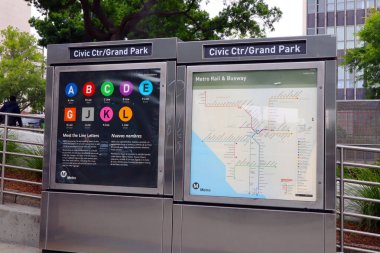 Los Angeles, Kaliforniya 8 Haziran 2023: Şehir Merkezi-Grand Park Metro Tren İstasyonu B ve D Hattı, Los Angeles
