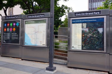 Los Angeles, Kaliforniya 8 Haziran 2023: Şehir Merkezi-Grand Park Metro Tren İstasyonu B ve D Hattı, Los Angeles