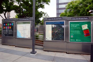 Los Angeles, Kaliforniya 8 Haziran 2023: Şehir Merkezi-Grand Park Metro Tren İstasyonu B ve D Hattı, Los Angeles