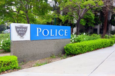 Beverly Hills, Kaliforniya 3 Temmuz 2023: BEVERLY HILLS Polis Departmanı 464 N Rexford Dr, Beverly Hills