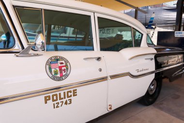 Los Angeles, Kaliforniya 5 Temmuz 2023: Los Angeles Polis Müzesi 'nde polis araçları sergisi, Los Angeles Polis Departmanı' nın zengin tarihine adanmıştır.