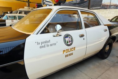 Los Angeles, Kaliforniya 5 Temmuz 2023: Los Angeles Polis Müzesi 'nde polis araçları sergisi, Los Angeles Polis Departmanı' nın zengin tarihine adanmıştır.