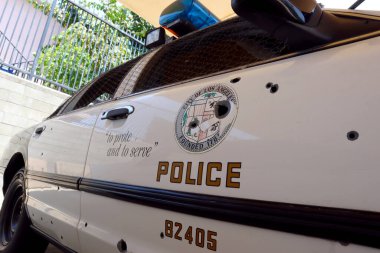 Los Angeles, Kaliforniya 5 Temmuz 2023: Los Angeles Polis Müzesi 'nde polis araçları sergisi, Los Angeles Polis Departmanı' nın zengin tarihine adanmıştır.