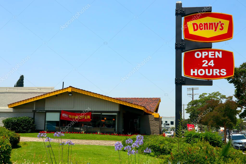 Los Angeles, California  July 5, 2023: DENNY'S Restaurant. It's an American table service diner-style restaurant chain