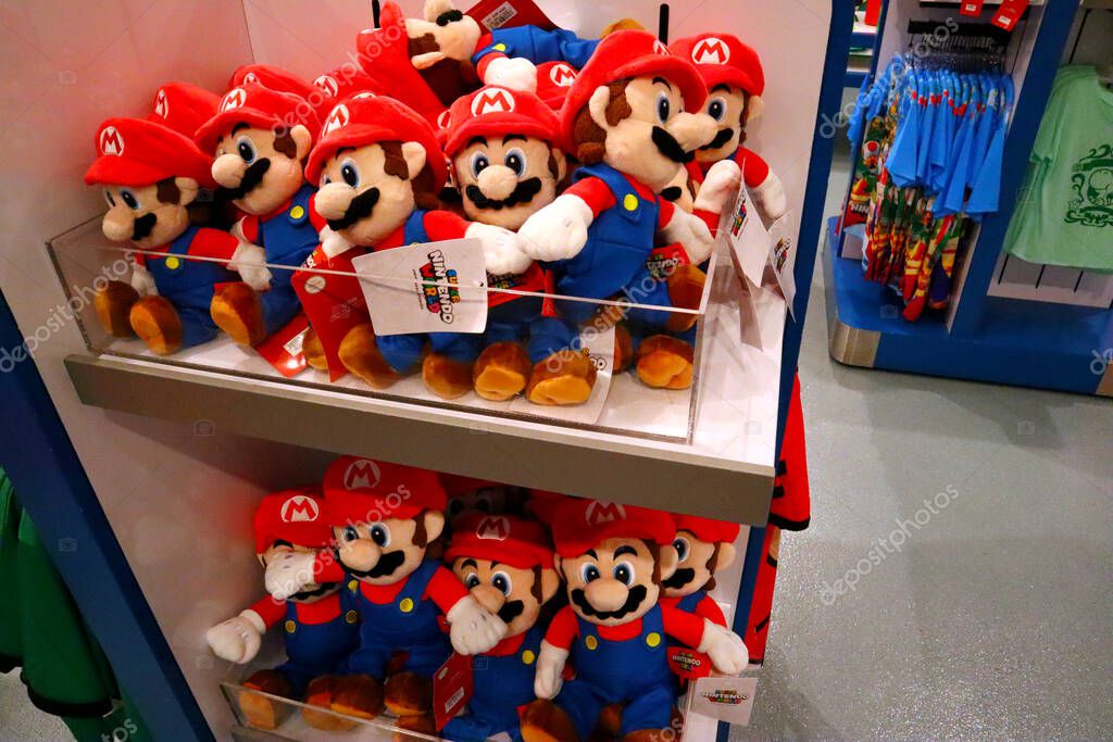 UNIVERSAL CITY Hollywood, California  July 6, 2023: SUPER MARIO BROS at SUPER NINTENDO WORLD STORE on CityWalk at Universal Studios Hollywood