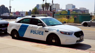 Los Angeles, Kaliforniya 22 Eylül 2023: Federal Koruma Servisi Polis arabası DHS, ABD İç Güvenlik Bakanlığı