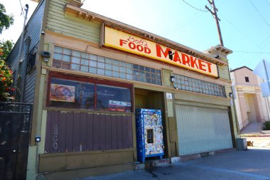 Los Angeles, Kaliforniya 2 Ekim 2023: Bob 's Market, Toretto' nun Market ve Cafe 'si için ünlü bir yer, The Fast and The Furious filmi, 1234 Bellevue Bulvarı, Los Angeles