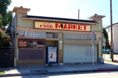 Los Angeles, Kaliforniya 2 Ekim 2023: Bob 's Market, Toretto' nun Market ve Cafe 'si için ünlü bir yer, The Fast and The Furious filmi, 1234 Bellevue Bulvarı, Los Angeles
