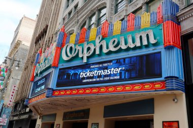 Los Angeles, Kaliforniya 9 Ekim 2023 Orpheum Tiyatrosu, Los Angeles 'ın merkezindeki tarihi Broadway Tiyatrosu 842 S. Broadway' deki tarihi tiyatro.