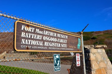 Los Angeles (San Pedro bölgesi), Kaliforniya 7 Kasım 2023: Fort MacArthur Müzesi Fort MacArthur tarihinin korunması ve yorumlanması için adanmıştır. 