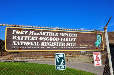 Los Angeles (San Pedro bölgesi), Kaliforniya 7 Kasım 2023: Fort MacArthur Müzesi Fort MacArthur tarihinin korunması ve yorumlanması için adanmıştır. 