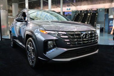 Los Angeles, California  November 17, 2023: Hyundai TUCSON Hybrid N Line at 2023 Los Angeles Auto Show. The LA Auto Show is one of major auto shows in North America clipart