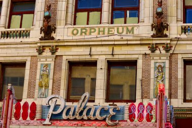 Los Angeles, California  October 11, 2023: PALACE Theatre, historic Theatre at 630 S. Broadway in the historic Broadway Theater District in Downtown Los Angeles