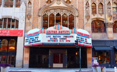 Los Angeles, California  October 11, 2023: UNITED ARTISTS Theatre, historic Theatre at 921 S. Broadway in the historic Broadway Theater District in Downtown Los Angeles