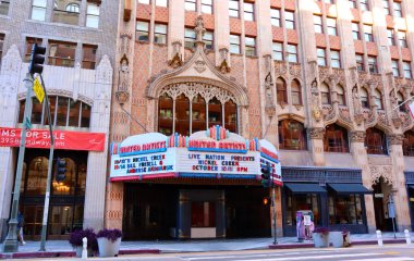 Los Angeles, California  October 11, 2023: UNITED ARTISTS Theatre, historic Theatre at 921 S. Broadway in the historic Broadway Theater District in Downtown Los Angeles