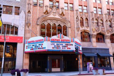 Los Angeles, California  October 11, 2023: UNITED ARTISTS Theatre, historic Theatre at 921 S. Broadway in the historic Broadway Theater District in Downtown Los Angeles