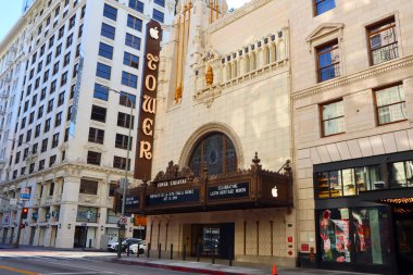 Los Angeles, California  October 11, 2023: TOWER Theatre, historic Theatre at 802 S. Broadway in the historic Broadway Theater District in Downtown Los Angeles