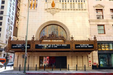 Los Angeles, California  October 11, 2023: TOWER Theatre, historic Theatre at 802 S. Broadway in the historic Broadway Theater District in Downtown Los Angeles